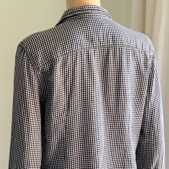 DENIM & SUPPLY Navy Blue Women's Gingham Plaid Button Up Tomboy Shirt Size Large - Picture 4 of 13